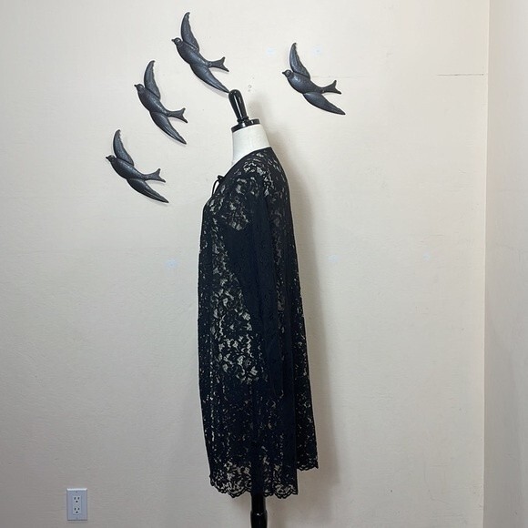 DKNY Women's Black Lace Tie-Neck Duster Jacket Swim Cover Up -  M/L  - Versatile - Picture 8 of 16